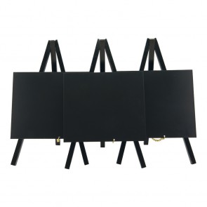 Securit® Lot de 30 Mini trépied ardoise de table - Bois avec finition noir laqué - 24x15cm Noir