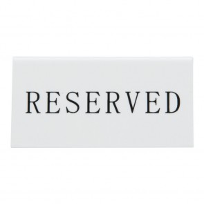 Securit®Etiquette réservation de table 6x lot de 5 'Reserved' - anglais. Acrylique blanc avec lettres noires